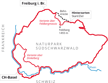 Übersichtskarte Südschwarzwald Radweg